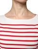 Dolce & Gabbana White Red Stripes Cotton Long Sleeves Top