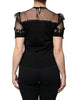 Dolce & Gabbana Black Floral Lace Short Sleeves Blouse Top