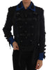 Dolce & Gabbana Chic Black & Blue Short Trench Jacket