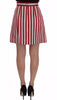 Dolce & Gabbana Silver Red Striped Above Knees Skirt