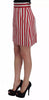 Dolce & Gabbana Silver Red Striped Above Knees Skirt