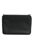 Dolce & Gabbana Black Grain Leather Logo Plaque Clutch Bag