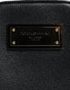 Dolce & Gabbana Black Grain Leather Logo Plaque Clutch Bag