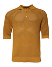 Dolce & Gabbana Brown Perforated Collared Short Sleeves T-shirt