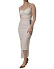 Dolce & Gabbana White Sheer Tulle Bustier Bodycon Midi Dress