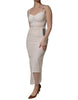 Dolce & Gabbana White Sheer Tulle Bustier Bodycon Midi Dress