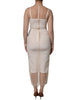 Dolce & Gabbana White Sheer Tulle Bustier Bodycon Midi Dress