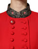 Dolce & Gabbana Red Jacquard Wool Women Trenchcoat Jacket