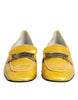 Dolce & Gabbana Yellow Leather Logo Plaque Slip On Mocassin Shoes