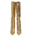 Dolce & Gabbana Gold Leather Stiletto Heels High Boots Shoes