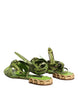 Dolce & Gabbana Green Animal Print Ankle Wrap Sandals Shoes