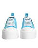 Dolce & Gabbana Blue White Canvas Logo Low Top Sneakers Shoes
