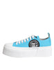 Dolce & Gabbana Blue White Canvas Logo Low Top Sneakers Shoes