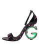 Dolce & Gabbana Black Fuchsia Leather DG Heels Sandals Shoes