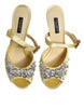 Dolce & Gabbana Yellow Crystal Slides KEIRA Sandals Shoes