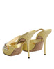 Dolce & Gabbana Yellow Crystal Slides KEIRA Sandals Shoes