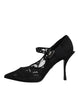 Dolce & Gabbana Black Lace Crystals Mary Jane Pumps Shoes