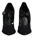 Dolce & Gabbana Black Lace Crystals Mary Jane Pumps Shoes