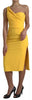 Dolce & Gabbana Yellow One Shoulder Side Slit Midi Dress