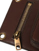 Dolce & Gabbana Brown Calf Leather Zip Logo Shoulder Neck Strap Wallet