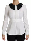 Dolce & Gabbana Black White Decorative Buttons Tops Shirt Blouse