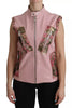 Dolce & Gabbana Pink Leather Sleeveless Vest Jacket Blouse