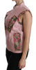 Dolce & Gabbana Pink Leather Sleeveless Vest Jacket Blouse