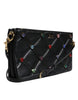 Dolce & Gabbana Black Leather Crystal Embellished Logo Shoulder Bag