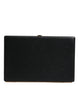 Dolce & Gabbana Black Leather Gold Frame Clutch Evening Party Purse Bag