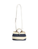 Dolce & Gabbana White Navy Striped Canvas Top Handle Tote Bag