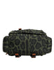 Dolce & Gabbana Green Leopard Nylon Travel Back Pack Bag