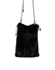 Dolce & Gabbana Black Faux Fur Silver Chain Crossbody Shoulder Purse Bag
