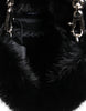Dolce & Gabbana Black Faux Fur Silver Chain Crossbody Shoulder Purse Bag