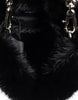 Dolce & Gabbana Black Faux Fur Silver Chain Crossbody Shoulder Purse Bag
