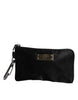 Dolce & Gabbana Black Nylon Logo Plaque Keyring Pouch Clutch Bag