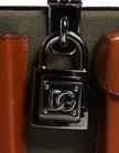 Dolce & Gabbana Green Brown Leather Clutch Purse Bag