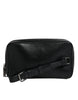 Dolce & Gabbana Black Leather LED Logo Wrist Strap Clutch Bag