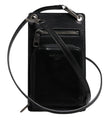 Dolce & Gabbana Black Horse Leather Zip Logo Shoulder Neck Strap Wallet