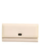 Dolce & Gabbana Beige Leather Trifold Logo Plaque Card Holder Wallet