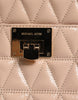 Michael Kors Peach Quilted Leather Logo Crossbody VIVIANNE Messenger Bag