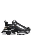 Dolce & Gabbana Black Silver SUPER KING Leather Sneaker Shoes