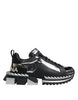Dolce & Gabbana Black Silver SUPER KING Leather Sneaker Shoes