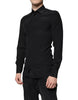 Dolce & Gabbana Black Silk Long Sleeves GOLD Dress Shirt