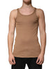 Dolce & Gabbana Brown Cotton Sleeveless Round Neck Tank T-shirt