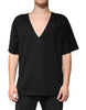 Dolce & Gabbana Black Cotton V-neck Short Sleeves T-shirt