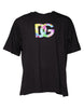 Dolce & Gabbana Black Logo Print Cotton Crew Neck T-shirt