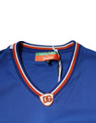 Dolce & Gabbana Blue Logo V-neck Short Sleeve T-shirt