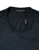Dolce & Gabbana Dark Blue Silk Crew Neck Short Sleeve T-shirt