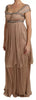 Dolce & Gabbana Brown Silk Sleeveless Shift Maxi Dress