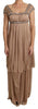 Dolce & Gabbana Brown Silk Sleeveless Shift Maxi Dress
